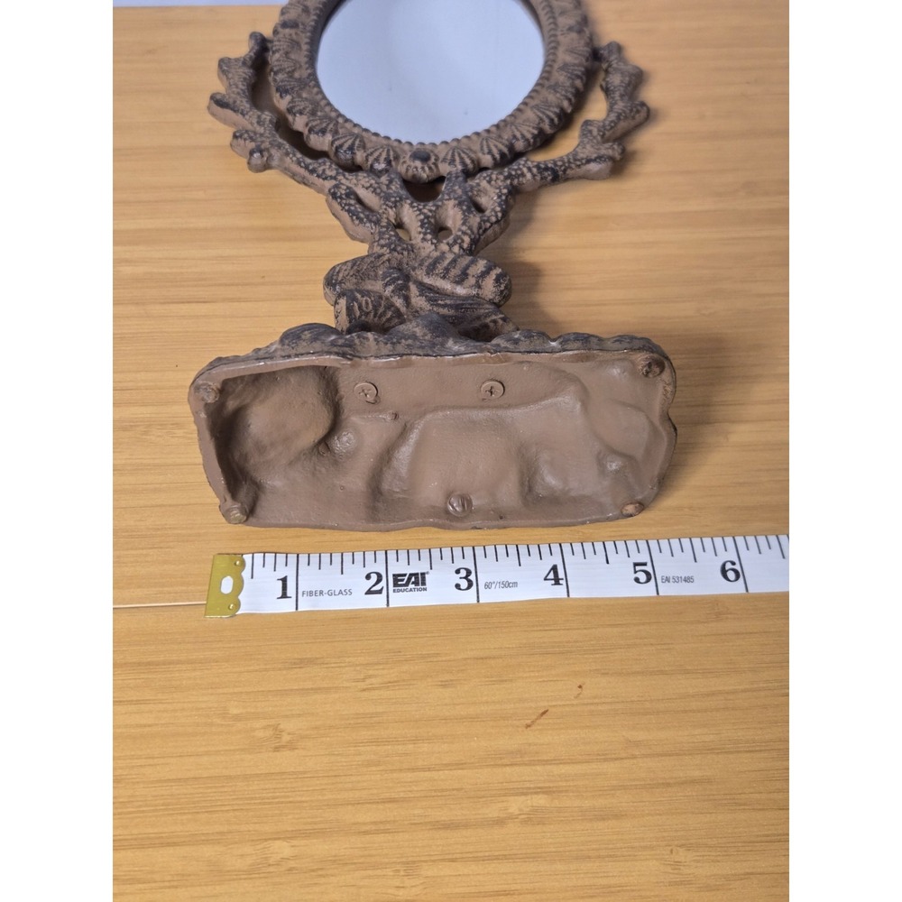 Vintage Cast Metal 13" Tiltling Mirror. Victorian Style With Seashell Details. - Picture 4 of 8